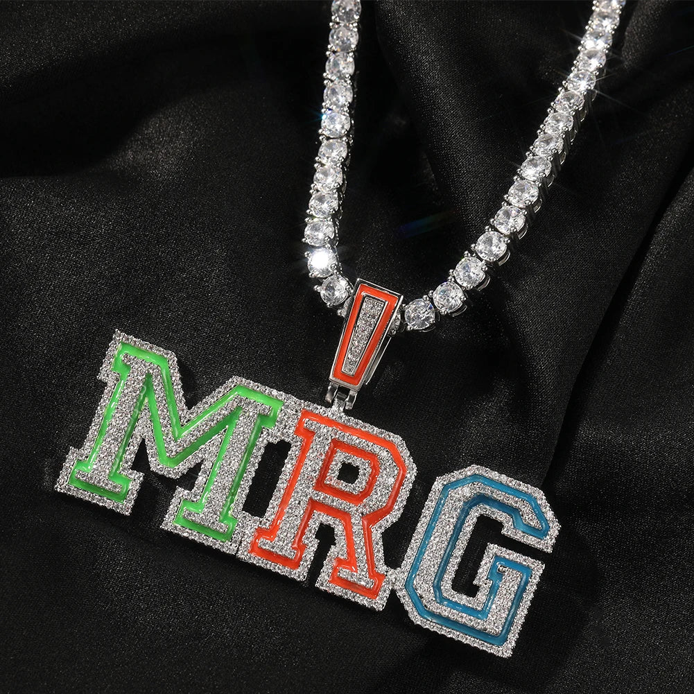 Custom Icy Block Letters Glow In The Dark Name Pendant