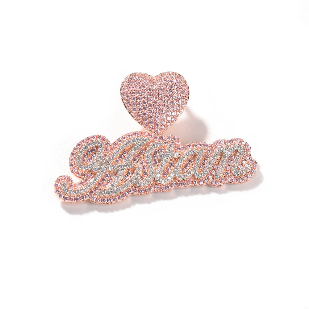 Cursive Heart Bail Name Pendant