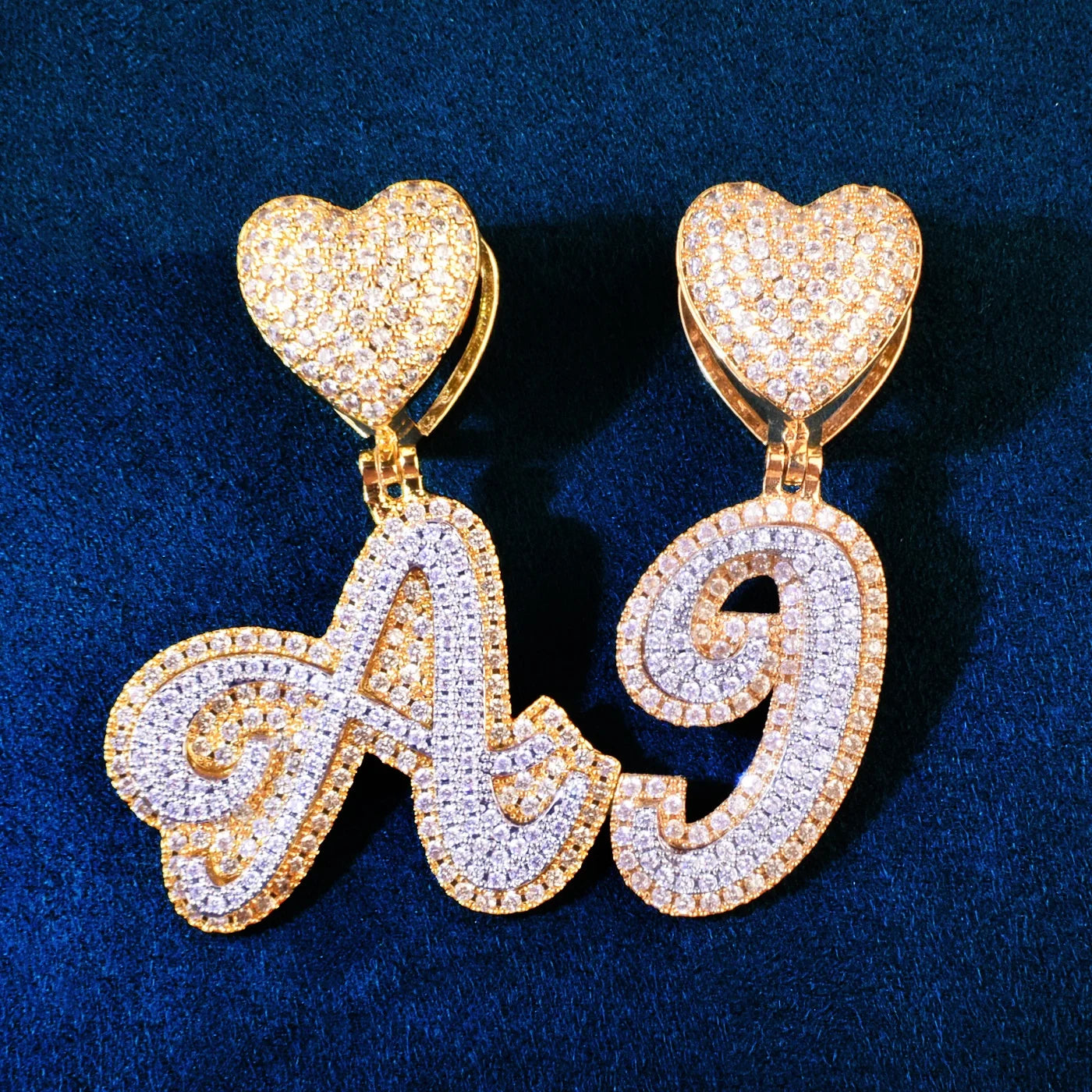 Iced Out Heart Bail Single Letter Pendant