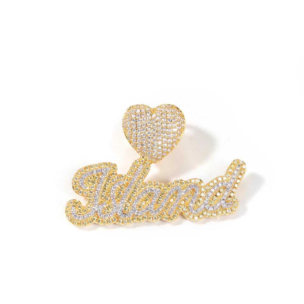 Cursive Heart Bail Name Pendant