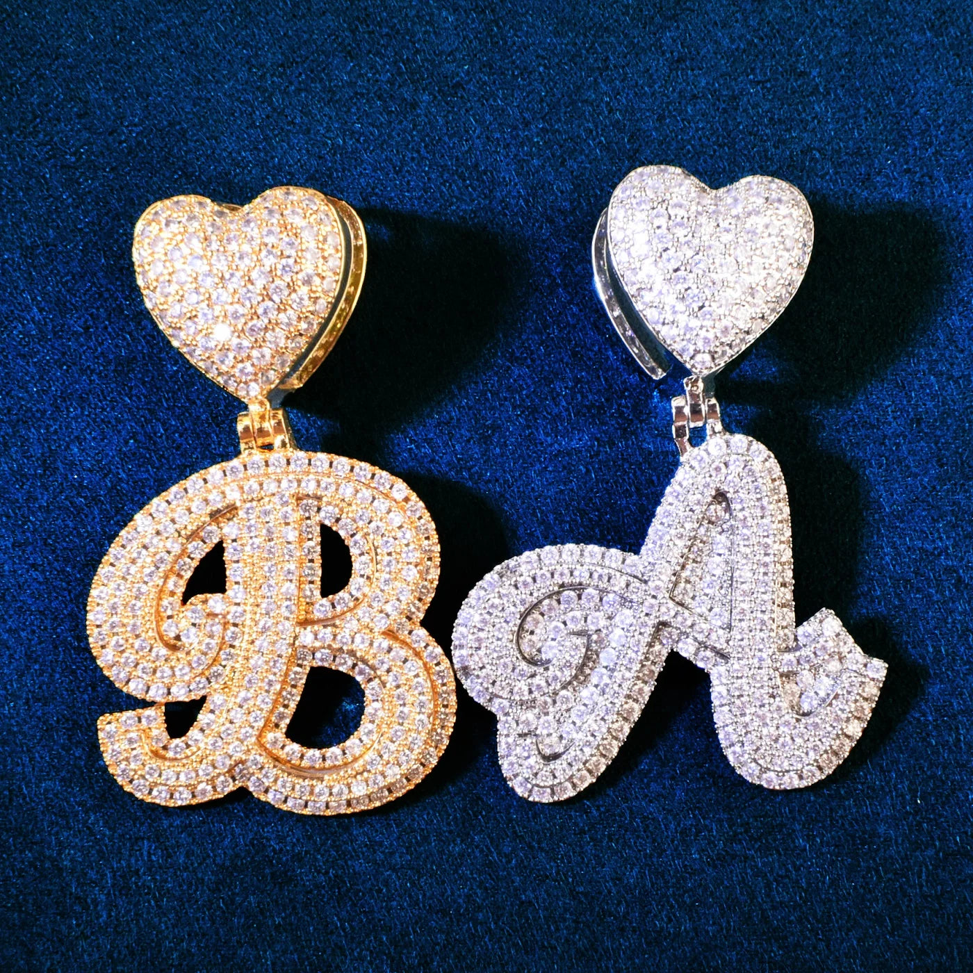 Iced Out Heart Bail Single Letter Pendant