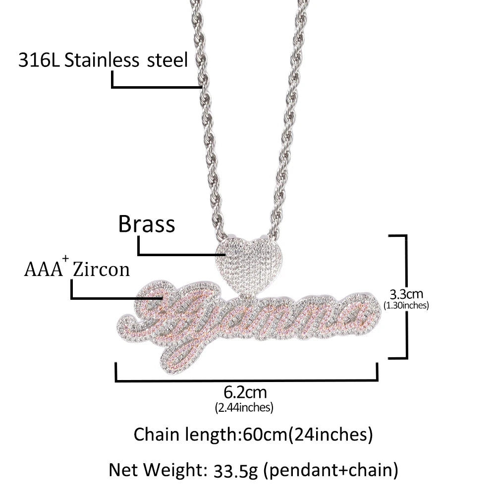 Cursive Heart Bail Name Pendant