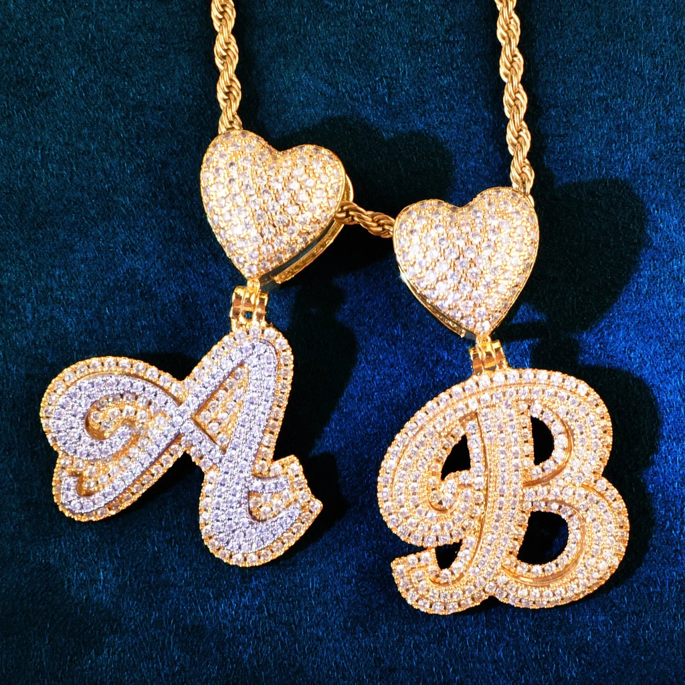 Iced Out Heart Bail Single Letter Pendant