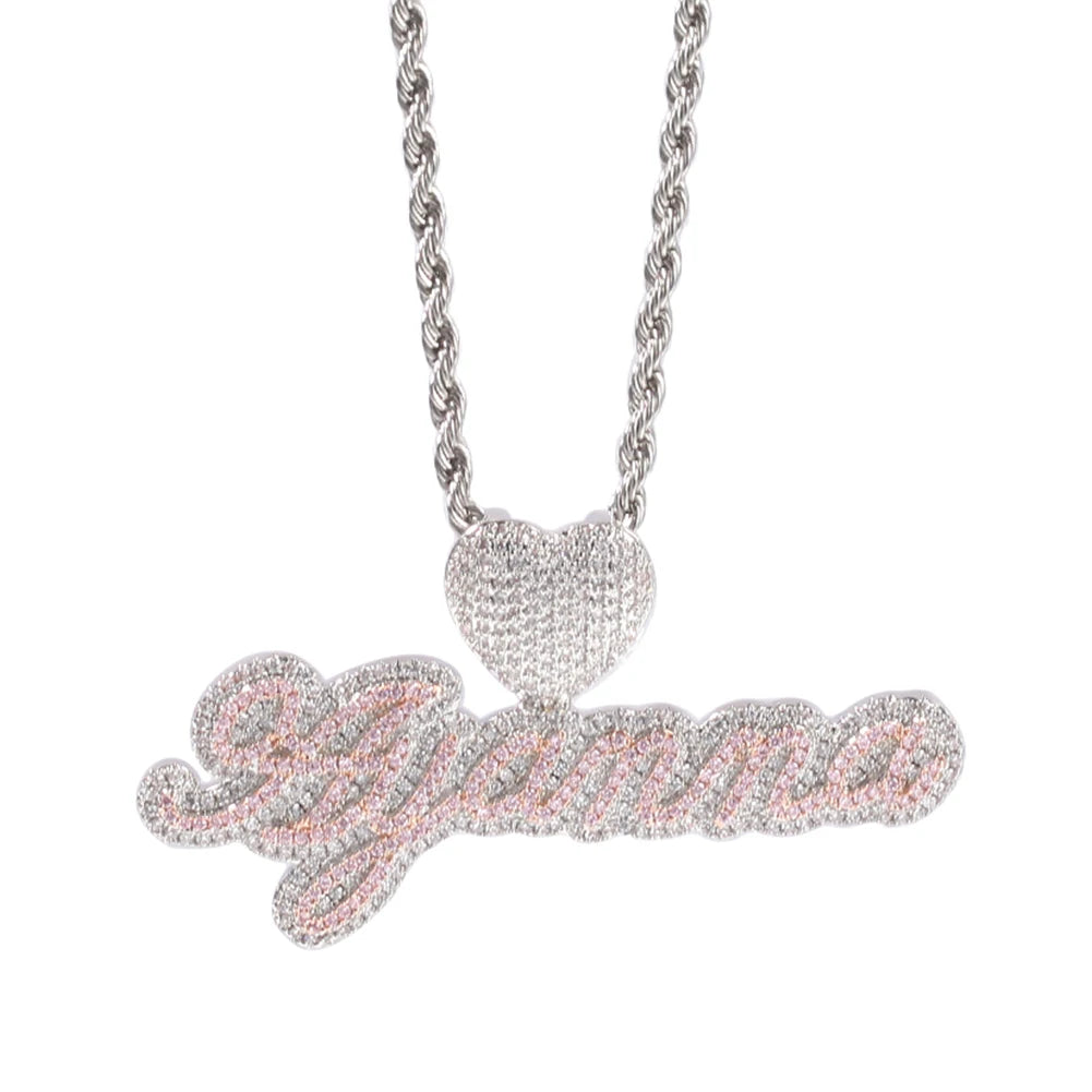 Cursive Heart Bail Name Pendant