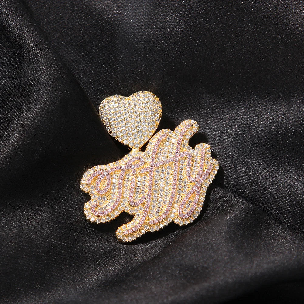 Cursive Heart Bail Name Pendant