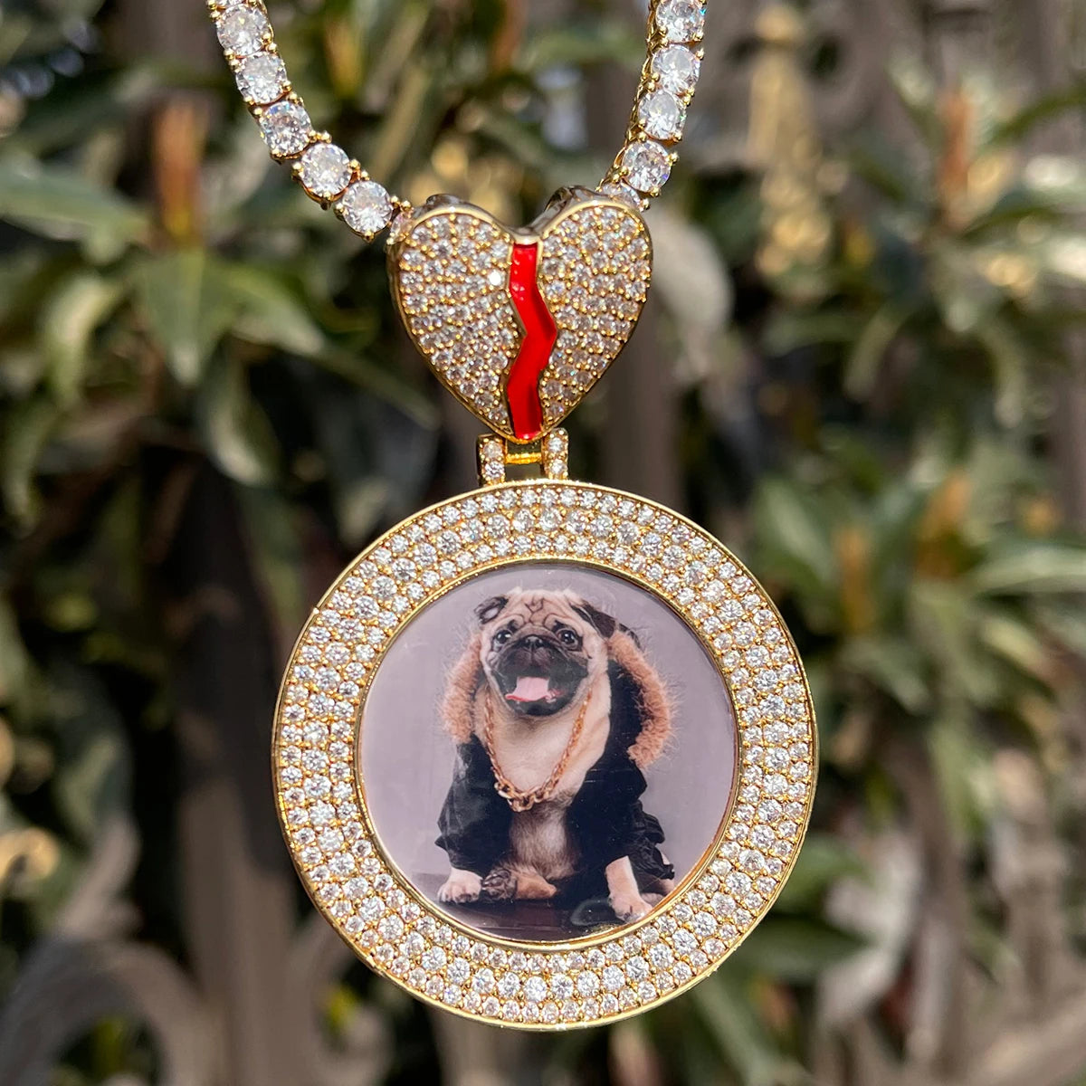 Custom Broken Heart Bail Photo Pendant