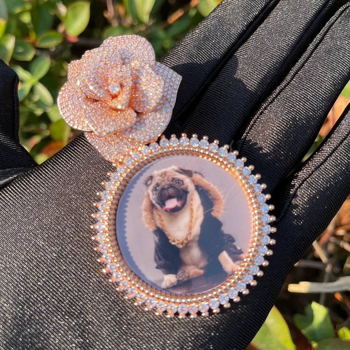 Custom Rose Bail Photo Pendant
