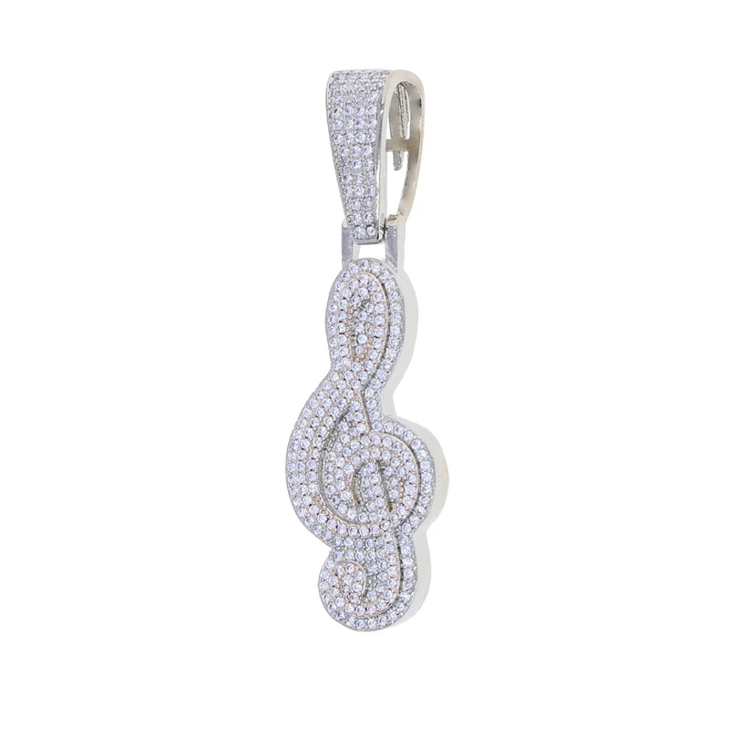 Micro Pave Music Note Pendant