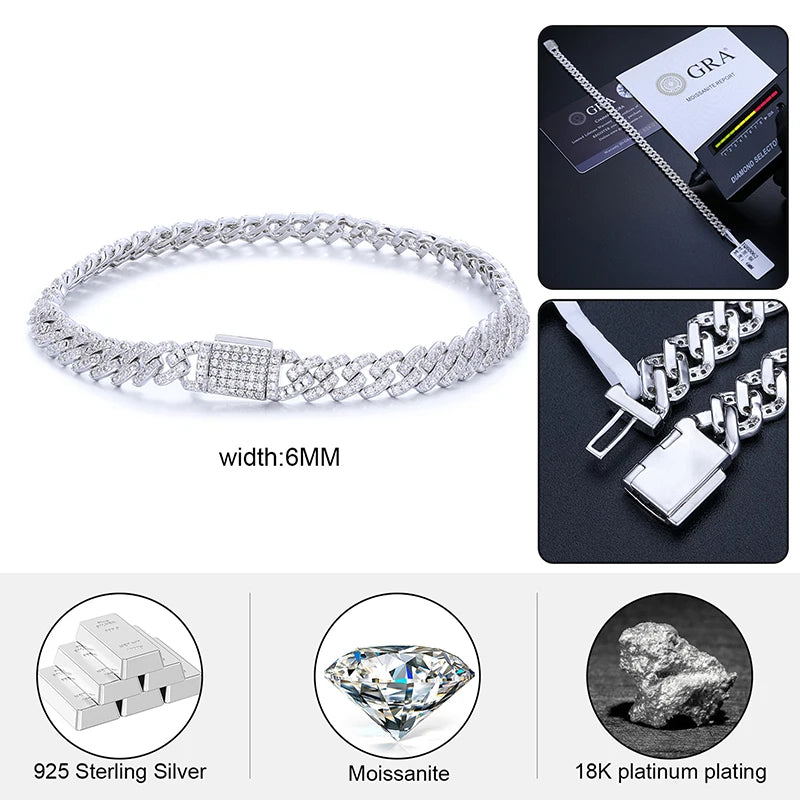 6MM 925 Sterling Silver Cuban Bracelet