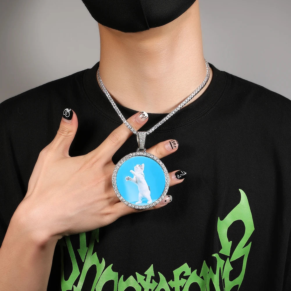 Large Round Custom Photo Pendant 6.8CM