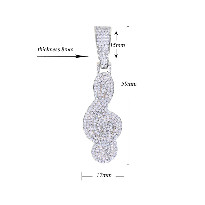 Micro Pave Music Note Pendant