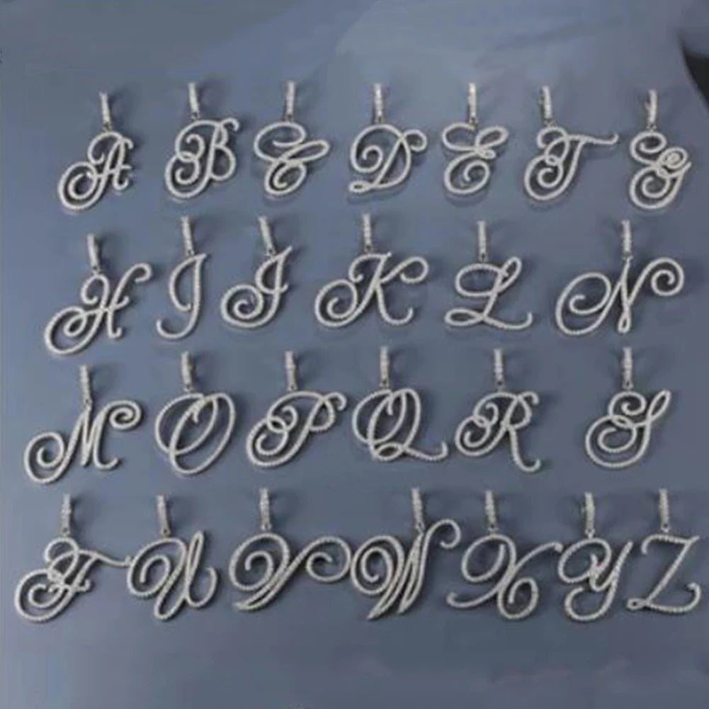 Big Cursive Single Initial Letter Moissanite Pendant