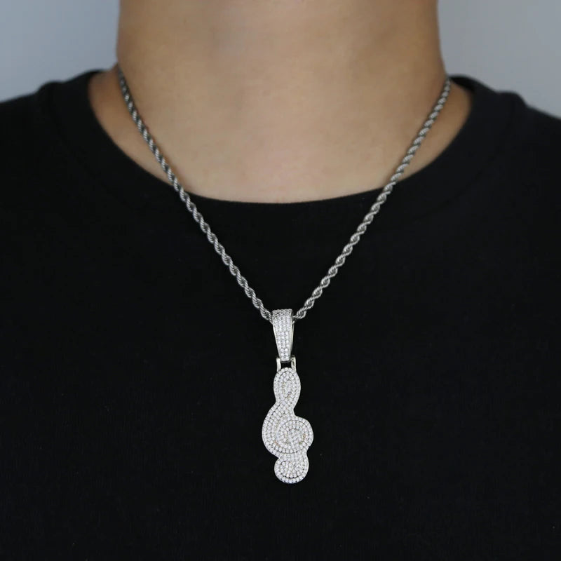 Micro Pave Music Note Pendant
