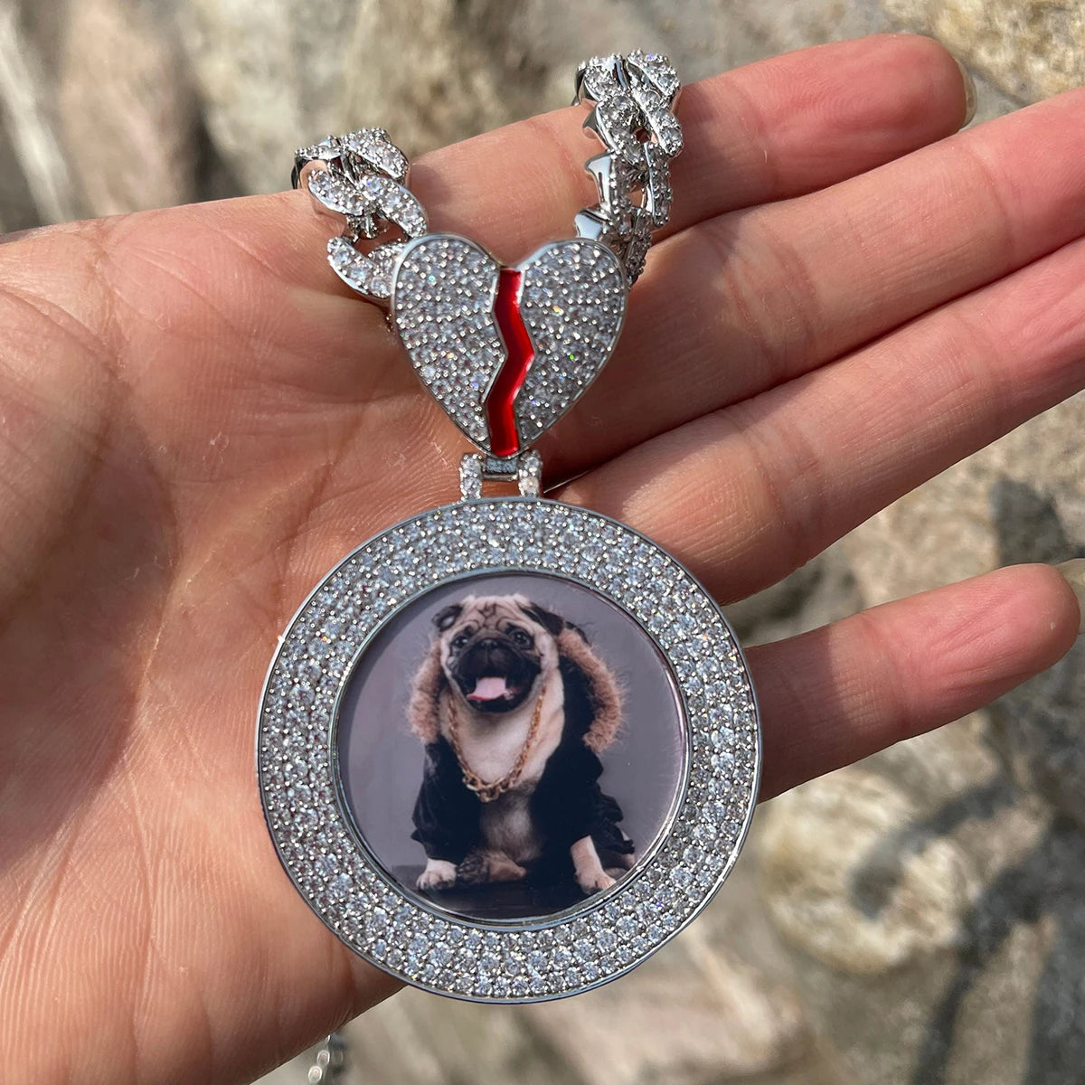 Custom Broken Heart Bail Photo Pendant