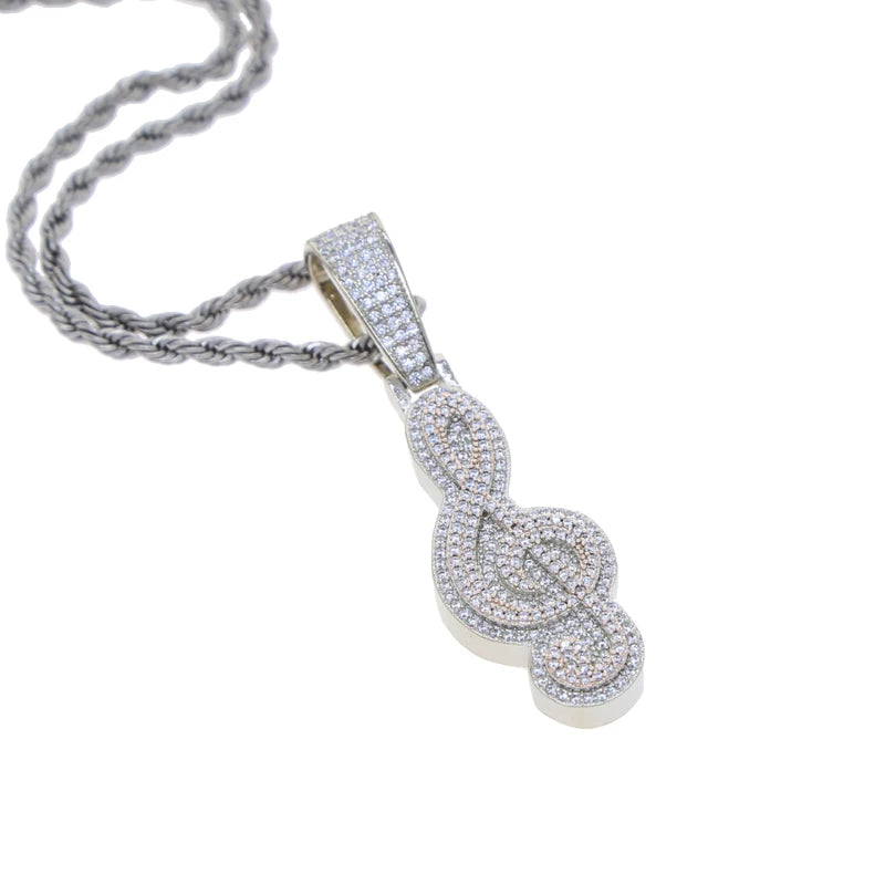 Micro Pave Music Note Pendant