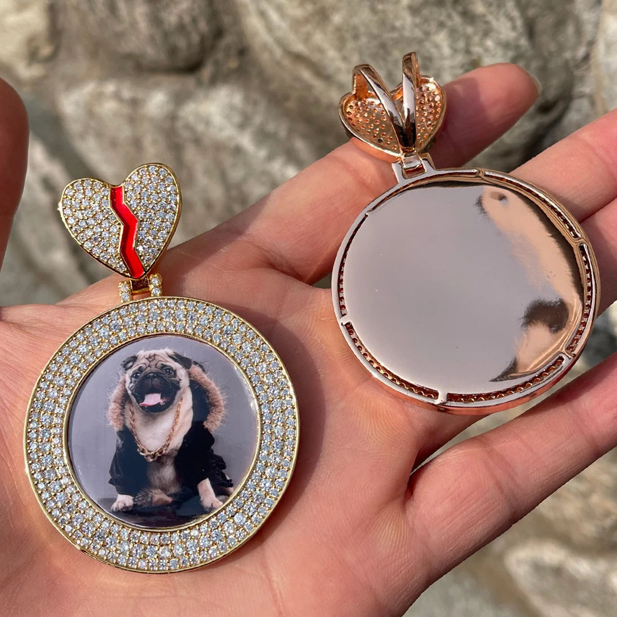 Custom Broken Heart Bail Photo Pendant