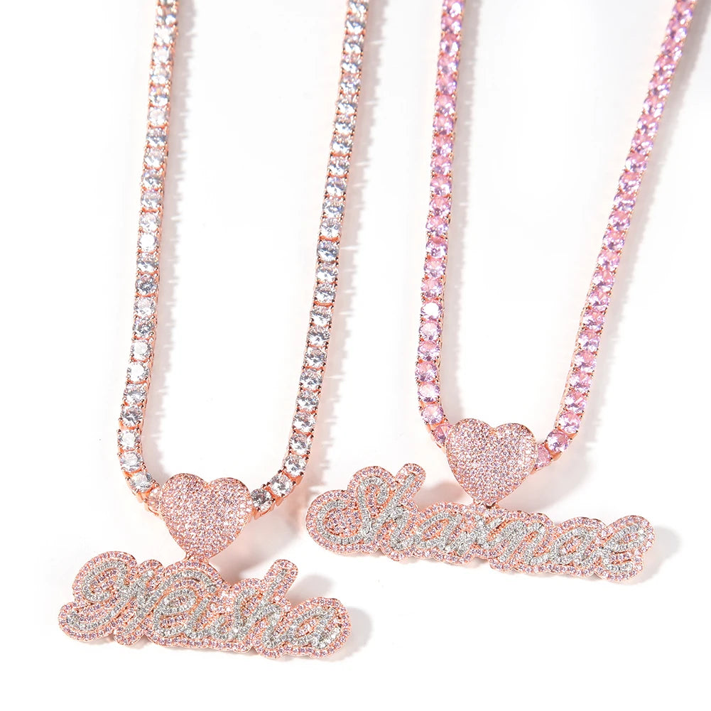 Cursive Heart Bail Name Pendant