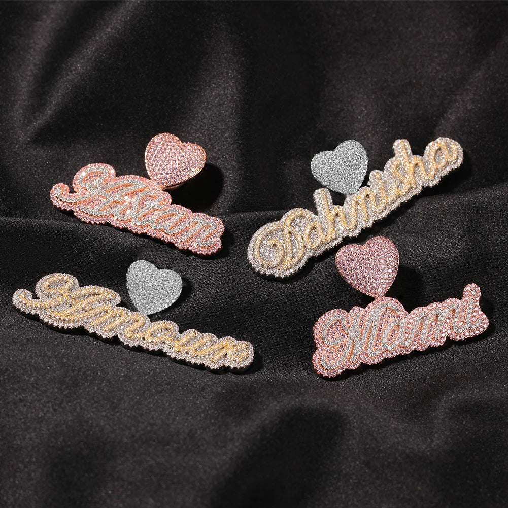Cursive Heart Bail Name Pendant