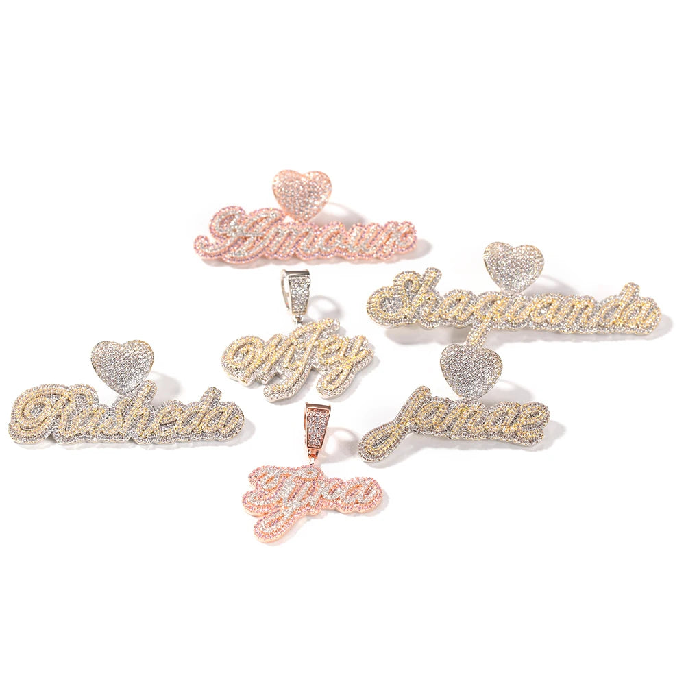 Cursive Heart Bail Name Pendant