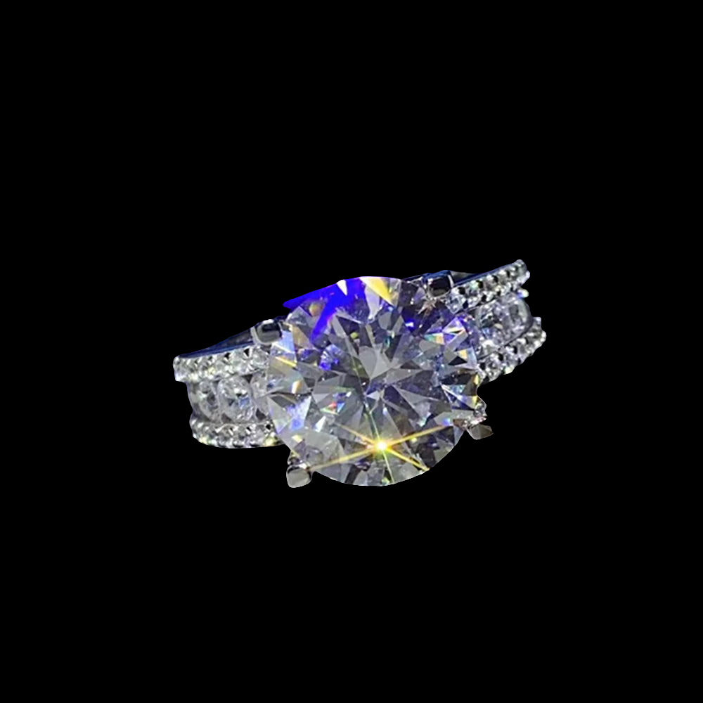 2-5 Ct Moissanite Wedding Ring S925 Sterling Silver Double Row Band,