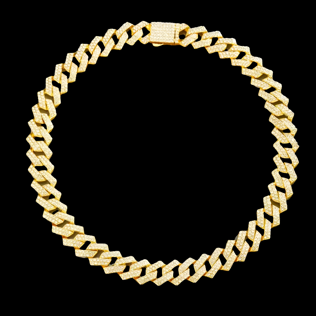 12MM Moissanite Cuban Chain Necklace – 925 Sterling Silver