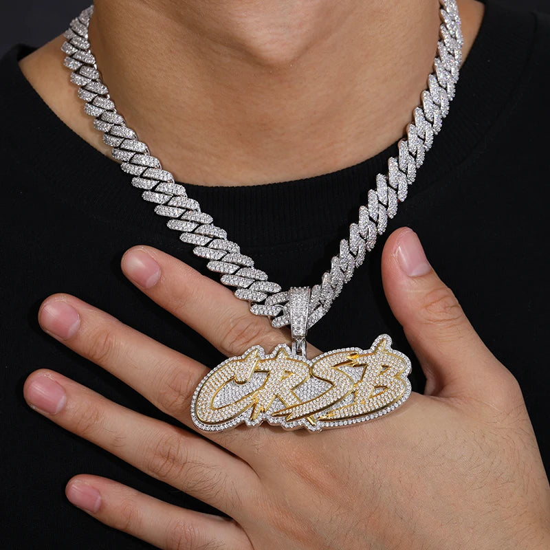 Custom Ice Signature Letter Pendant