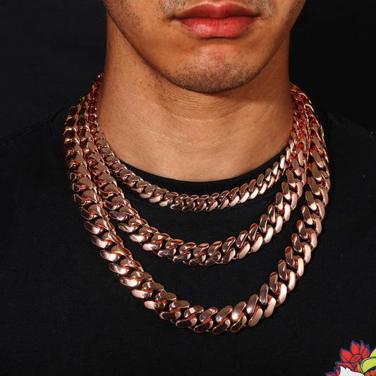 Rose Gold Cuban Link Chain 10-22mm