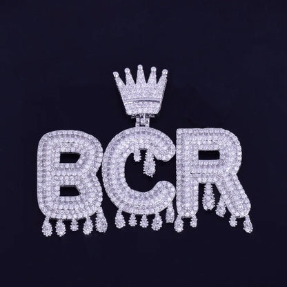 Custom Name Drippy Crown Pendant