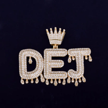Custom Name Drippy Crown Pendant