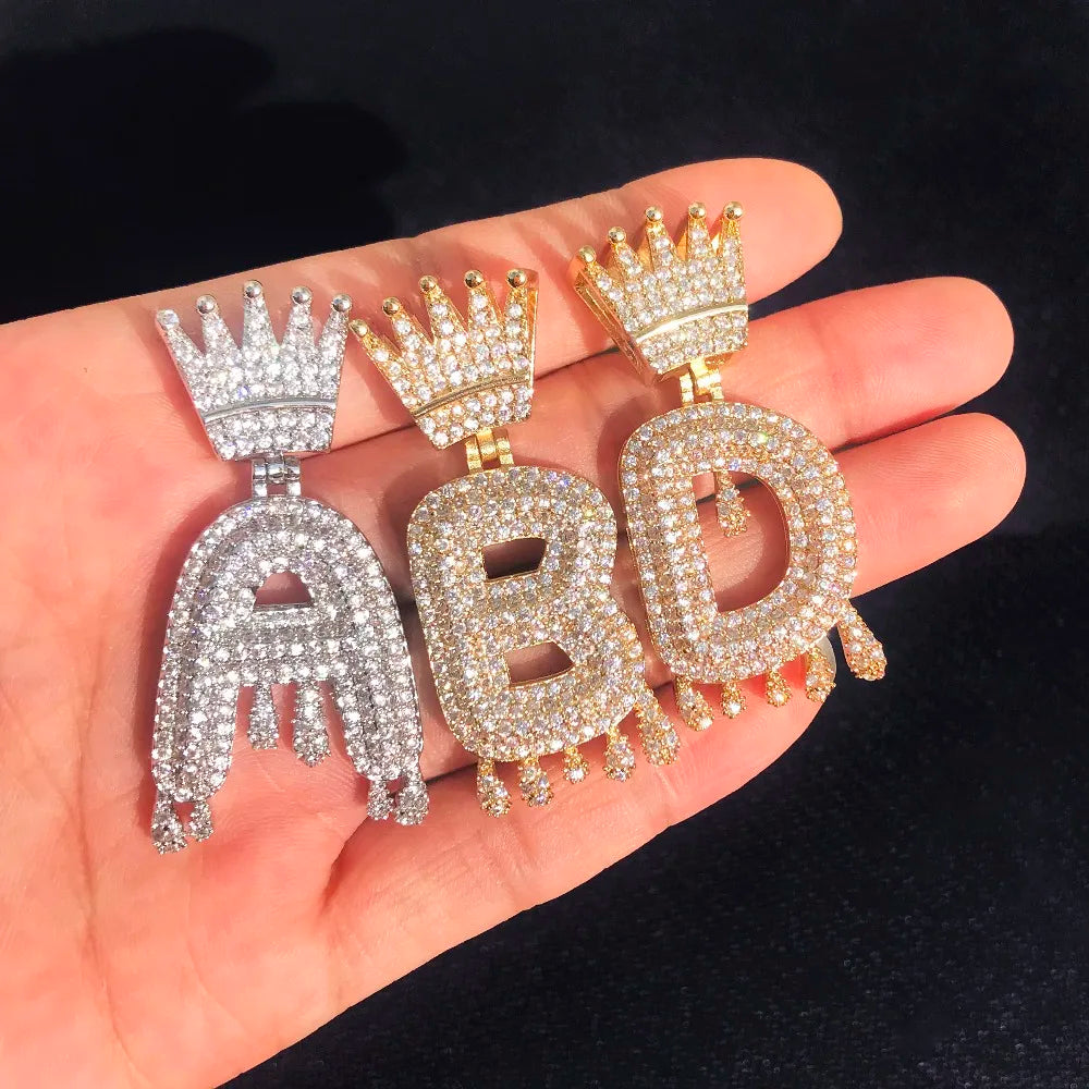 Custom Name Drippy Crown Pendant
