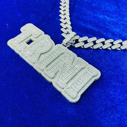 Iced Out Baguette Custom Name Pendant CZ