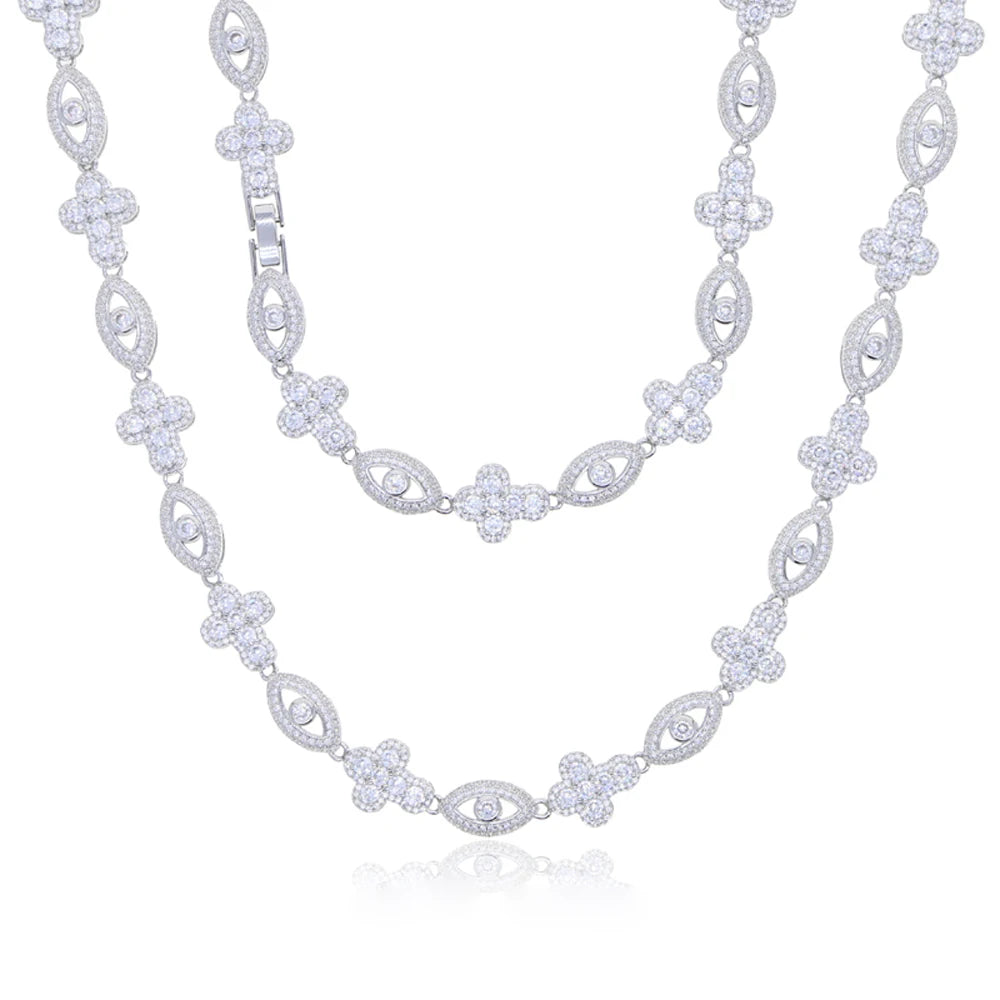 Iced Out Eye Cross Necklace