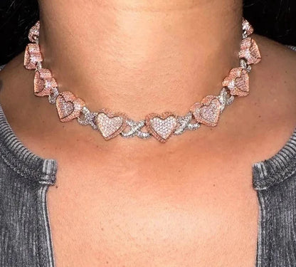 Rose Gold Micro Pave CZ Heart Infinity Chain
