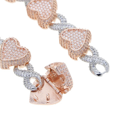 Rose Gold Micro Pave CZ Heart Infinity Chain