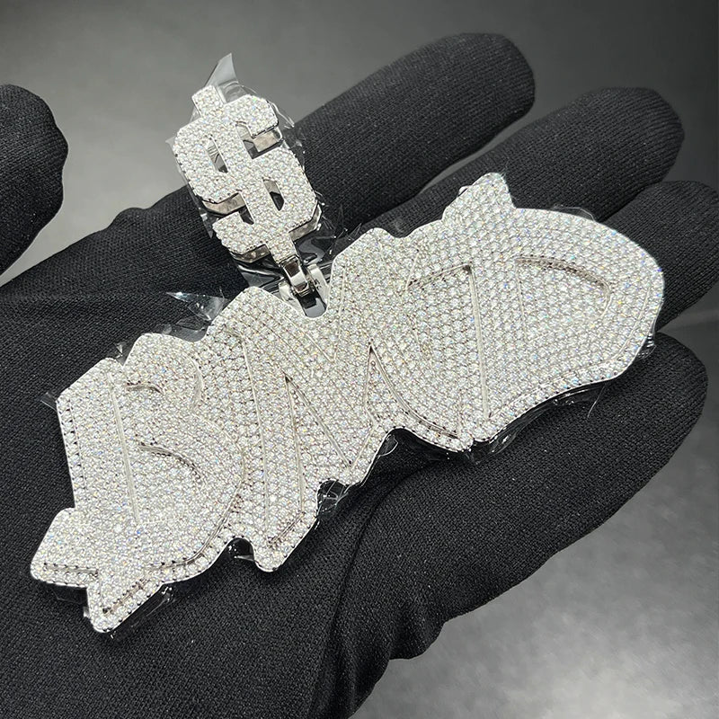 Custom Iced Out VVS Moissanite Name Pendant
