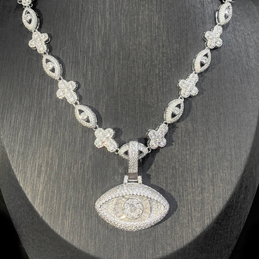 Iced Out Eye Cross Necklace