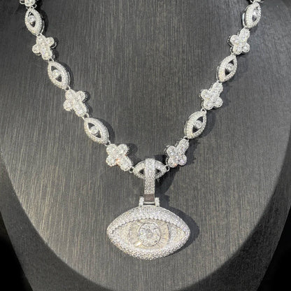 Iced Out Eye Cross Necklace