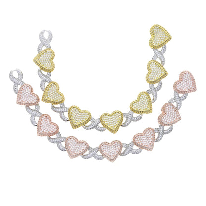 Rose Gold Micro Pave CZ Heart Infinity Chain