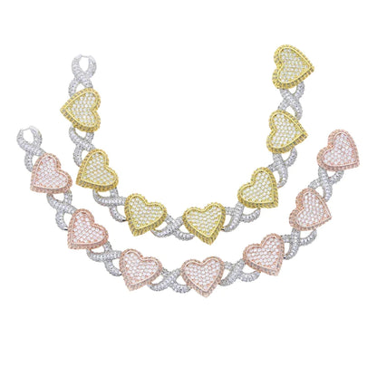 Rose Gold Micro Pave CZ Heart Infinity Bracelet