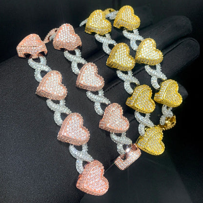 Rose Gold Micro Pave CZ Heart Infinity Chain