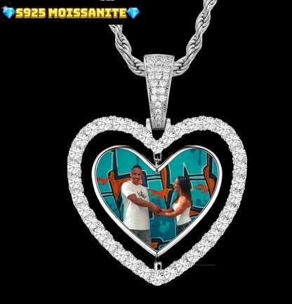 Two Sided Heart Shape Picture Pendant
