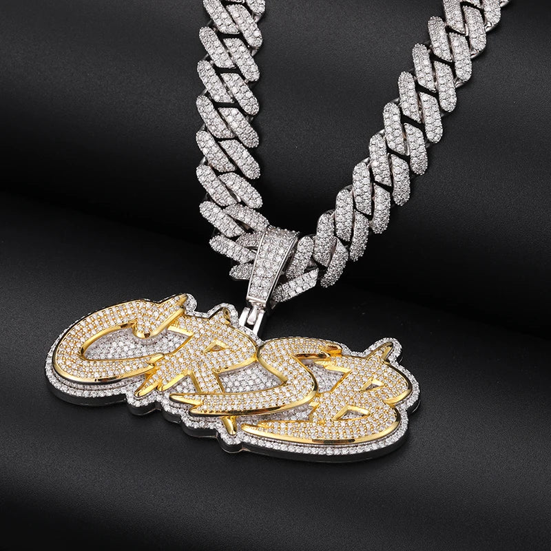 Custom Ice Signature Letter Pendant