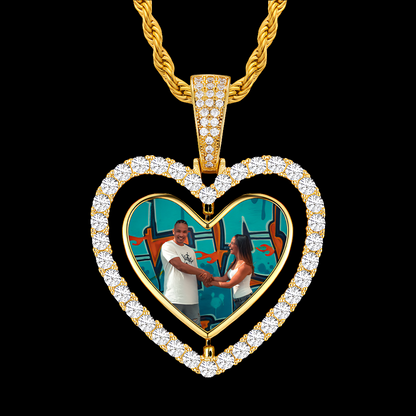 Two Sided Heart Shape Picture Pendant