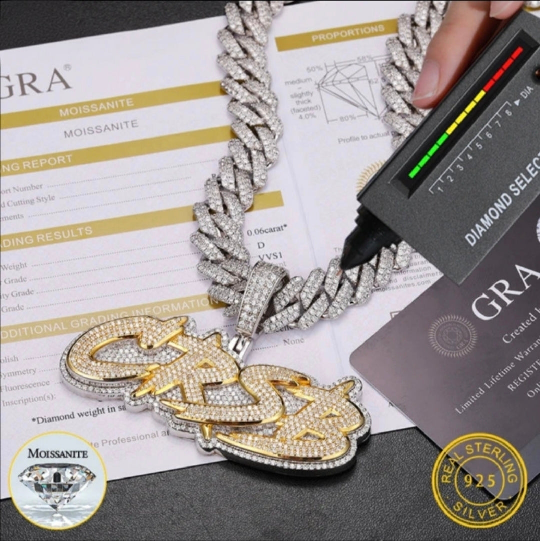 Custom Ice Signature Letter Pendant