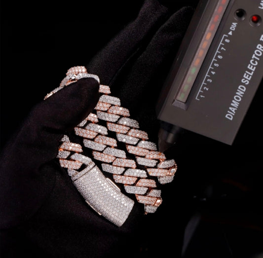 10-14MM 2 Tone Rose Gold Cuban Link Chain