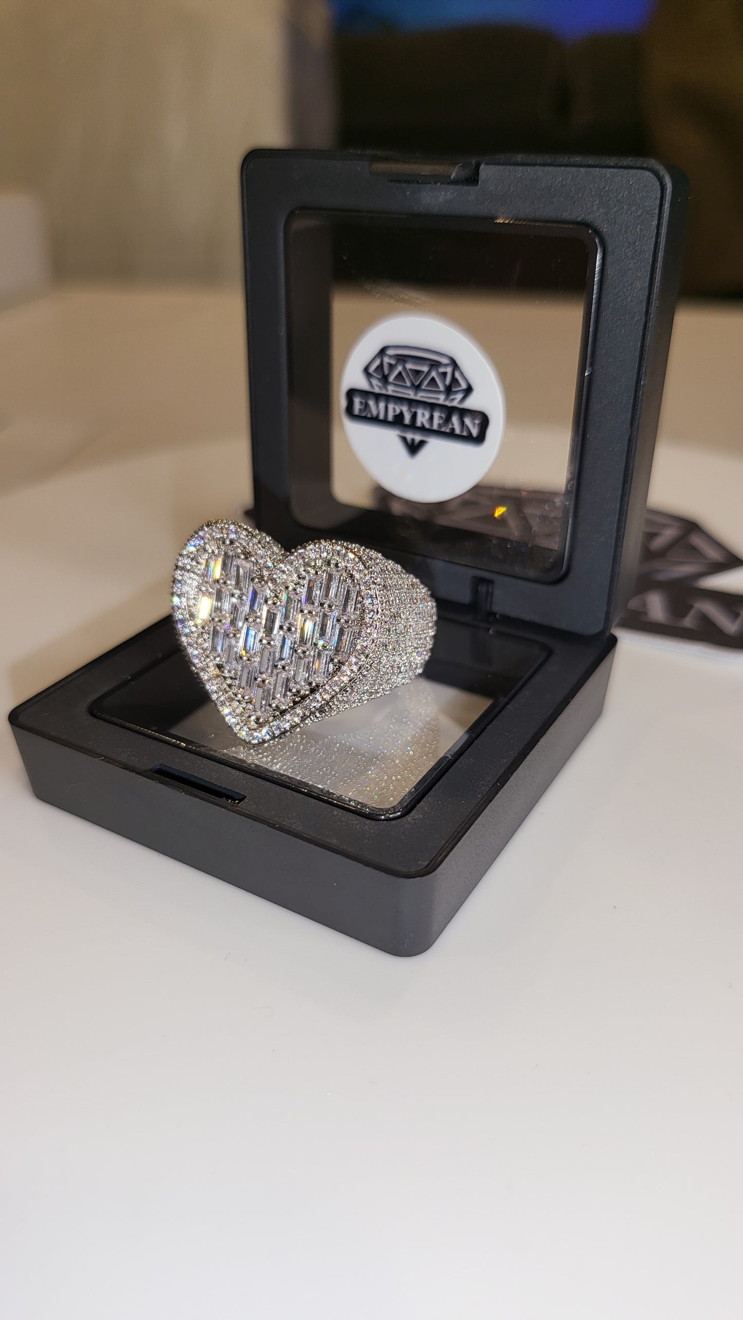 Baguette Closed Heart Ring (Ready To Ship)