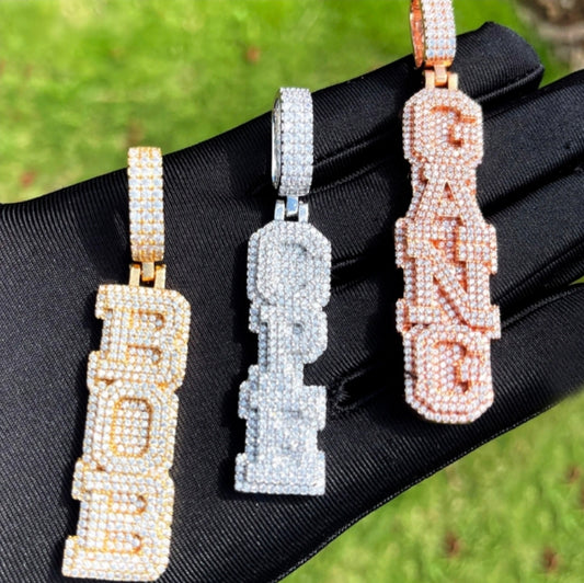 Iced Out Custom Vert Name Pendant